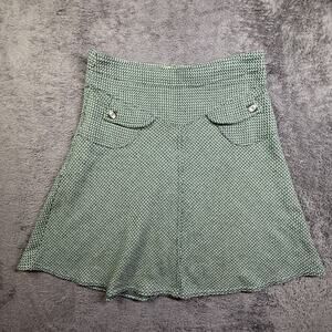 Vintage 90s Necessary Objects A Line Knit Skirt Womens L Pockets Green White
